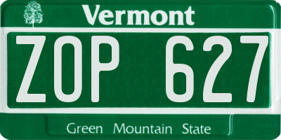 VT license plate ZOP627