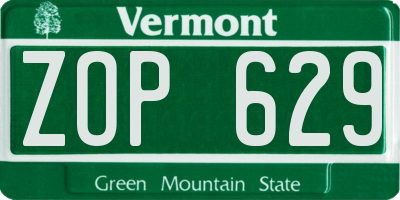 VT license plate ZOP629