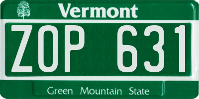 VT license plate ZOP631