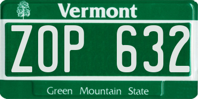 VT license plate ZOP632