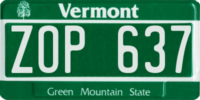 VT license plate ZOP637
