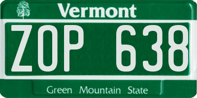VT license plate ZOP638