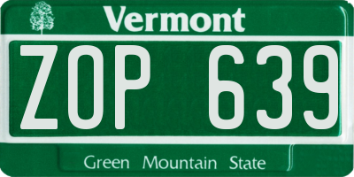 VT license plate ZOP639