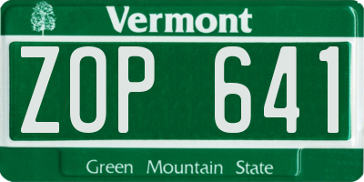 VT license plate ZOP641