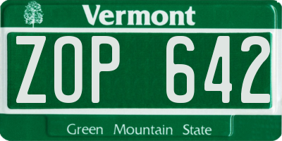 VT license plate ZOP642