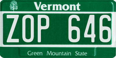 VT license plate ZOP646