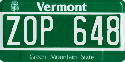 VT license plate ZOP648