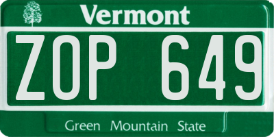 VT license plate ZOP649
