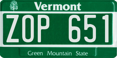 VT license plate ZOP651