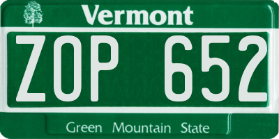 VT license plate ZOP652