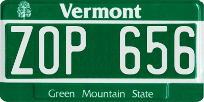 VT license plate ZOP656