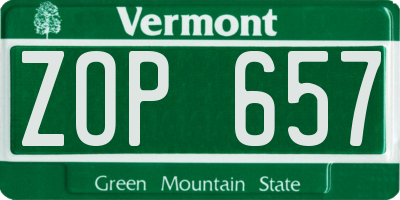 VT license plate ZOP657
