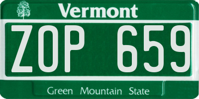 VT license plate ZOP659