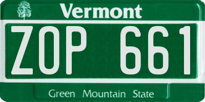 VT license plate ZOP661