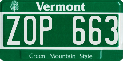 VT license plate ZOP663