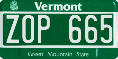 VT license plate ZOP665