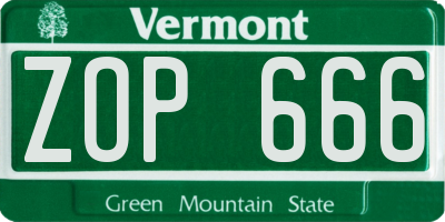 VT license plate ZOP666