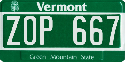 VT license plate ZOP667