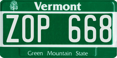 VT license plate ZOP668