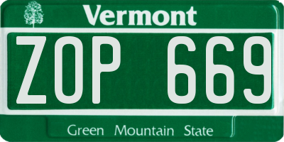 VT license plate ZOP669
