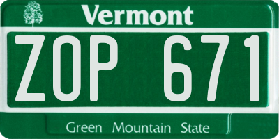VT license plate ZOP671