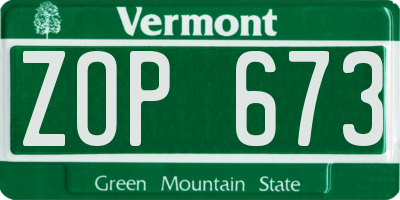 VT license plate ZOP673
