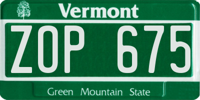 VT license plate ZOP675