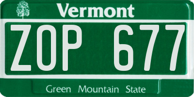 VT license plate ZOP677