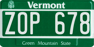 VT license plate ZOP678