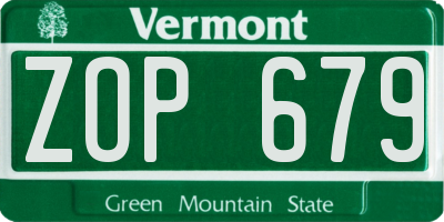 VT license plate ZOP679
