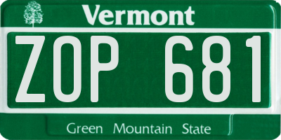 VT license plate ZOP681