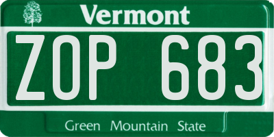VT license plate ZOP683