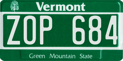 VT license plate ZOP684