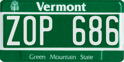 VT license plate ZOP686