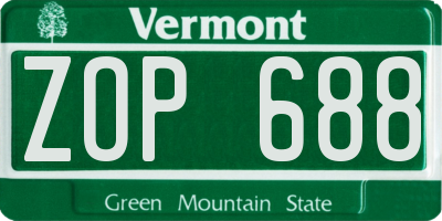 VT license plate ZOP688