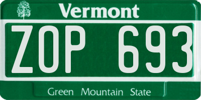 VT license plate ZOP693