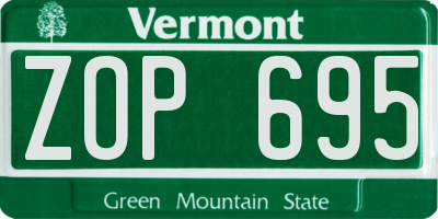 VT license plate ZOP695
