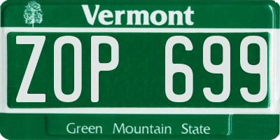 VT license plate ZOP699