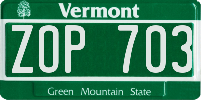 VT license plate ZOP703