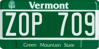 VT license plate ZOP709