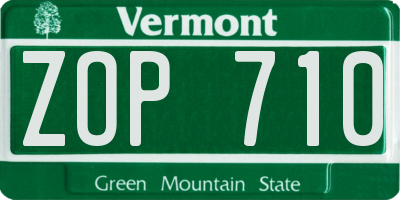 VT license plate ZOP710
