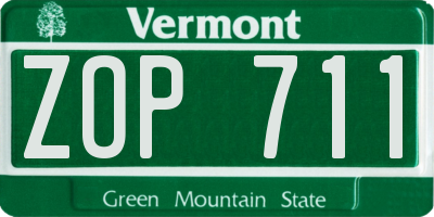 VT license plate ZOP711