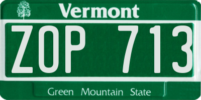 VT license plate ZOP713
