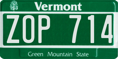 VT license plate ZOP714