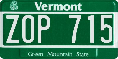 VT license plate ZOP715