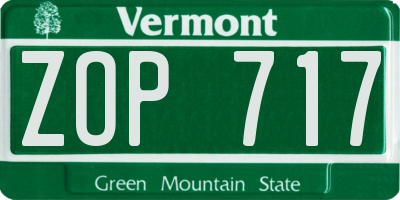 VT license plate ZOP717