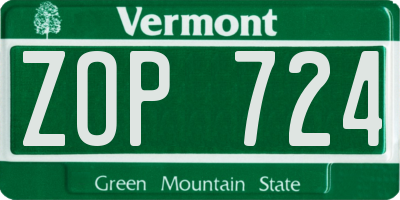 VT license plate ZOP724