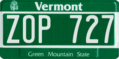 VT license plate ZOP727