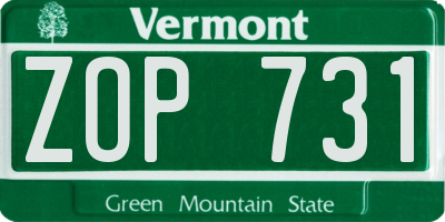 VT license plate ZOP731