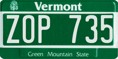 VT license plate ZOP735